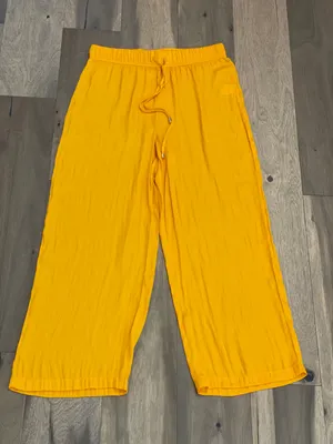 Rachel Roy Pants Wide Leg Cropped Yellow Lightweight Size M thumbnail 1