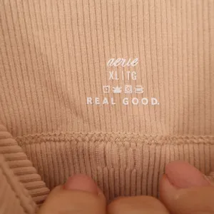 Aerie Real Good Ribbed Seamless Sports Bra Tan Nude Square Neck XL thumbnail 2