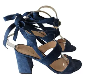 Club Monaco Wrap Sandals Aelena Size 7 Blue Suede Heeled thumbnail 10