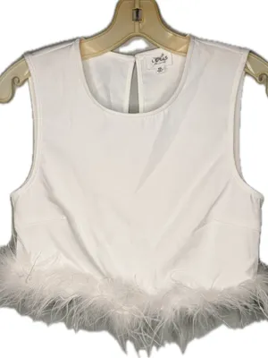 Le Lis Collection White Top with Feather Trim nwot thumbnail 1