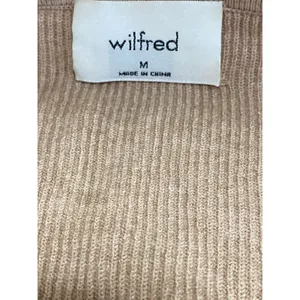 Aritzia Wilfred Womens Tan Ribbed Knit Sweetheart Long Sleeve Sweater Top Size M thumbnail 5