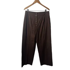 Reformation Brown Rox Button Front Wide Leg Trouser Pants Womens Size 12‎ thumbnail 5