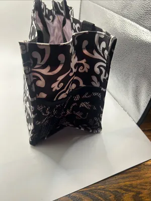Thirty One All in one organizer bag black parisian print small tote carry all thumbnail 6