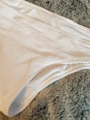 White Ribbed Bikini Bottoms thumbnail 3