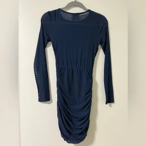 NWT Hello Molly Oceans Secret Long Sleeve Mesh Mini Dress Navy Size S thumbnail 11