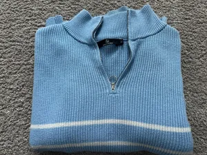 Amazon Blue and White Striped Quarter Zip thumbnail 3