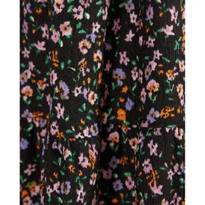 Bershka Womens Floral Babydoll Mini Dress Black Multi Tiered Puff Sleeve‎ Large thumbnail 6