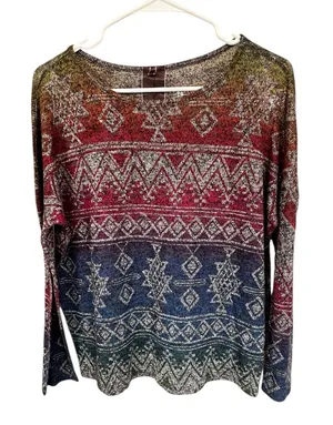 Moon Collection Colorful Geometric Long Sleeve Top thumbnail 1