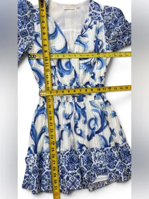 Ramy Brook Womens Susan Blue Printed V-Neck Cotton Mini Dress Size XXS. A-2 thumbnail 12