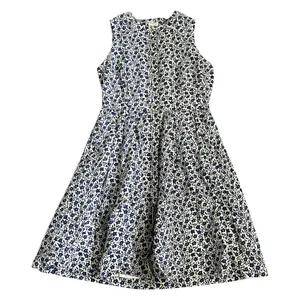 J. Crew Factory Blue And White Floral Button Front Linen Blend Dress thumbnail 2