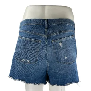 Abercrombie & Fitch The Mom Mid Rise Blue Distressed Denim Jean Shorts Size 24 thumbnail 3