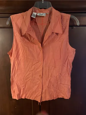Essai Sleeveless Button-Down Top in Coral Orange thumbnail 1