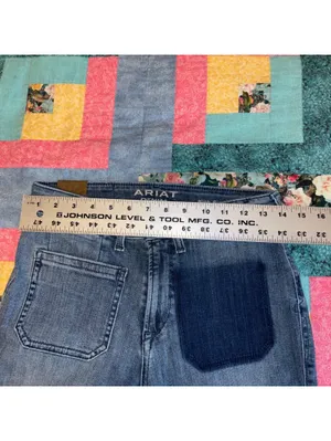 Ariat Womans 27R Denim Flare Boot Slim Trouser High Rise Jeans Dark Wash Patches thumbnail 7