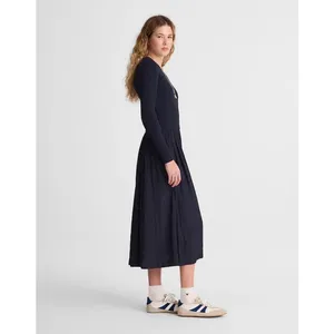 Madewell Ribbed Scoopneck Midi Dress A Line Classic Navy Blue Minimalist L NWT thumbnail 3