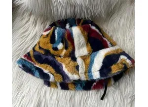Vibrant Multi-Color Faux Fur Bucket Hat thumbnail 1