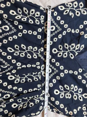 Mi Ami Navy White Embroidered Cotton Mini Dress Size M thumbnail 5