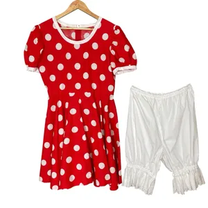 Handmade‎ Minnie Mouse Dress Halloween Costume Bloomers Red White Polka Dots thumbnail 1