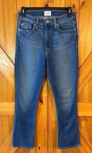 Hudson Harper High Rise Crop Flare Medium Wash Jeans Distressed Size 27 (8814) thumbnail 1