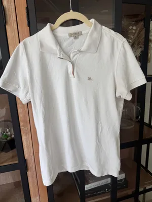 Burberry polo shirt short sleeve top collar cotton plaid trim embroidered logo thumbnail 8