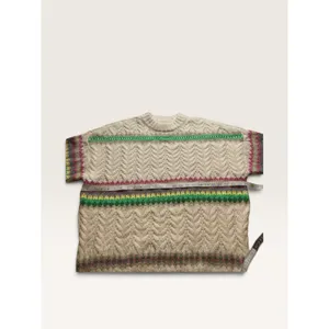 American Eagle Cream Cable Knit Fair Isle Striped Oversized Sweater Women Medium thumbnail 6