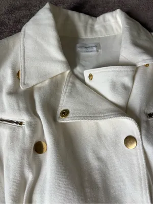 Lovers and Friends Small Fancy White Denim Romper With Gold Buttons thumbnail 9