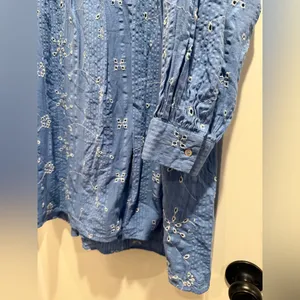 Zara Embroidered Blue Floral Oversized‎ Mini Dress - Size Medium thumbnail 7