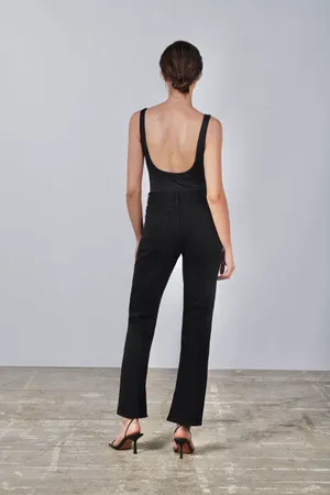 ZARA NWT black denim straight leg jeans with split hem thumbnail 6