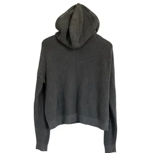 Aerie OFFLINE Oversized Hooded Ribbed Knit Sweater Smoked Gray Women’s Medium thumbnail 5