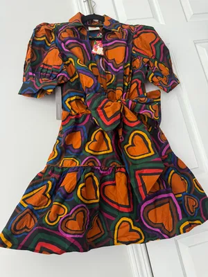 Farm Rio Heart Print Front-Bow Mini Dress, Size XS thumbnail 7