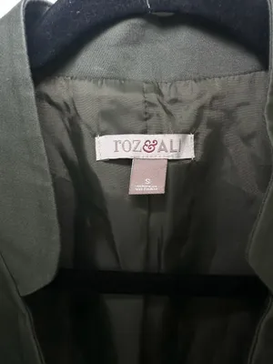 Roz & Ali Open Front Zip Pocket Blazer Size S Olive Green thumbnail 2