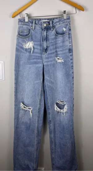 PacSun Los Angeles High Rise Straight Leg Distressed Jeans W Size 24 90s boyfrie thumbnail 1