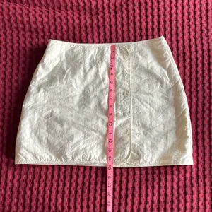 ZARA White Mini Skirt Size M Button Front A-Line 100% Nylon Lightweight thumbnail 6