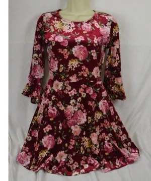 Womens Mine Velveteen Floral L/S Winter Dress Size: S thumbnail 1