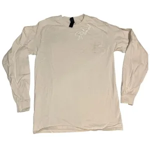 Gildan Ultra Cotton Long Sleeve Shirt Top Starbound Cream Small thumbnail 1