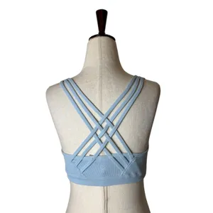 Athleta Sports Bra Women Small Blue Strappy Lattice Back Yoga Running Athleisure thumbnail 7