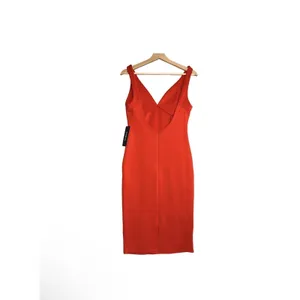 NEW Bebe Bodycon Dress Womens Large Red Stretch Back Zip Wide Sleeveless Holiday thumbnail 2