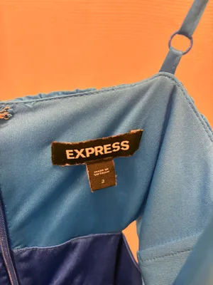 Express Pleated Maxi Blue Dress thumbnail 4