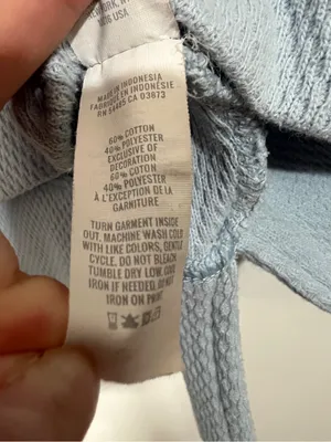 Aerie The Happiest Textured Baggy Crewneck Sweatshirt in Baby Blue Size Medium thumbnail 9