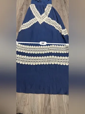 Judith March Navy Strapless Maxi Dress with Cream Lace thumbnail 13