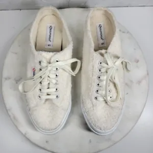 SuperGA Teddy Shearling Mule Sneakers US 9.5 Ivory Slip On Sherpa Boucle Cozy thumbnail 3