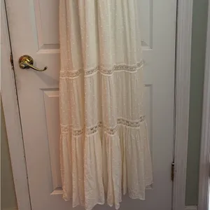 Aakaa Womens Large Ivory Swiss Dot Lace Boho Cottagecore Maxi‎ Dress DA25744HR thumbnail 4