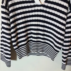 LOFT Striped‎ Polo Sweater Size XSP Navy White thumbnail 3