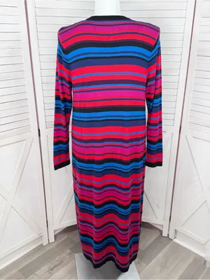 New‎ York & Co Eva Mendes Cecilia Striped Duster Cardigan Sweater Large XL thumbnail 5