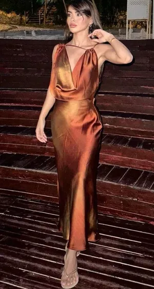 NWT ZARA Drape Satin Midi Dress Sz XS thumbnail 2