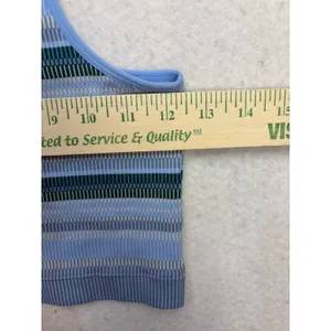 Garage Striped Tank Top Women Small Blue Ribbed Knit Seamless Cropped Racerback thumbnail 4