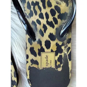 Kate Spade Leopard Print Flip Flops with Black Patent Straps thumbnail 4