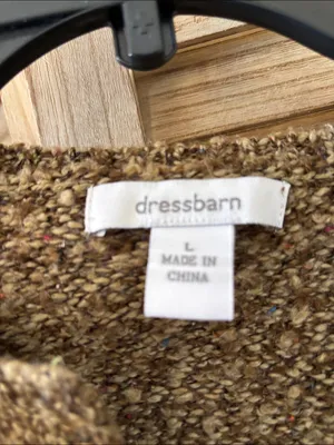 dressbarn Brown Speckled Knit Henley Sweater Large thumbnail 3