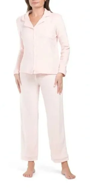 House of Harlow 1960 Rose Velour‎ Knit Pajama Top Women's Medium Pink thumbnail 1