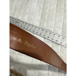 Vintage Statement Belt Womens A. Taylor Tan Silver Buckle Medium Studded‎ thumbnail 5