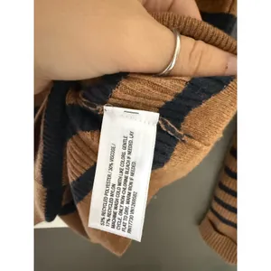 A New Day‎ Womens Ribbed Striped Cardigan Brown Navy Blue Crew Neck Small thumbnail 8